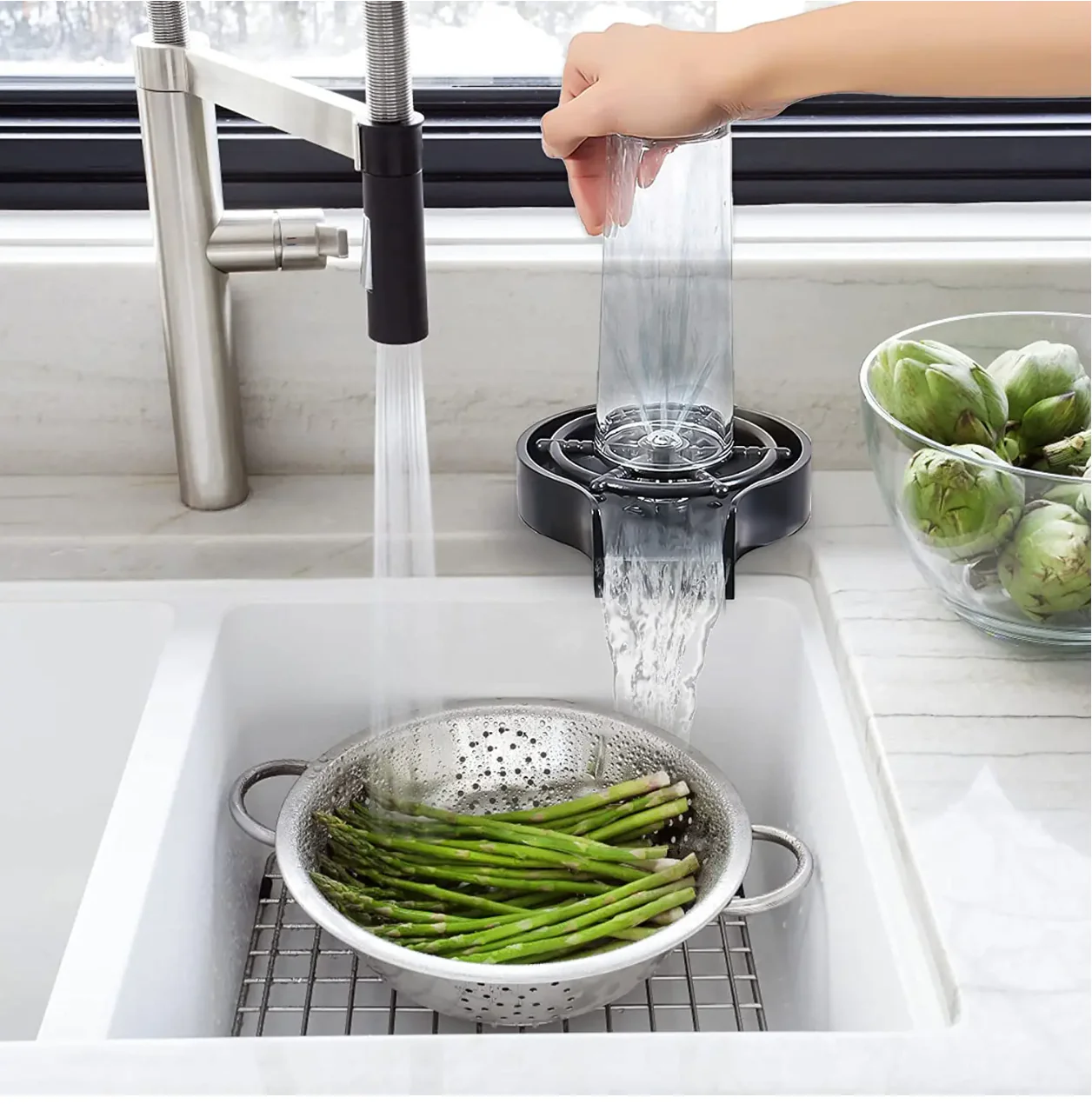 Мощный Очиститель Стаканов Водяной Струей – Чистка За Секунды Без Трения